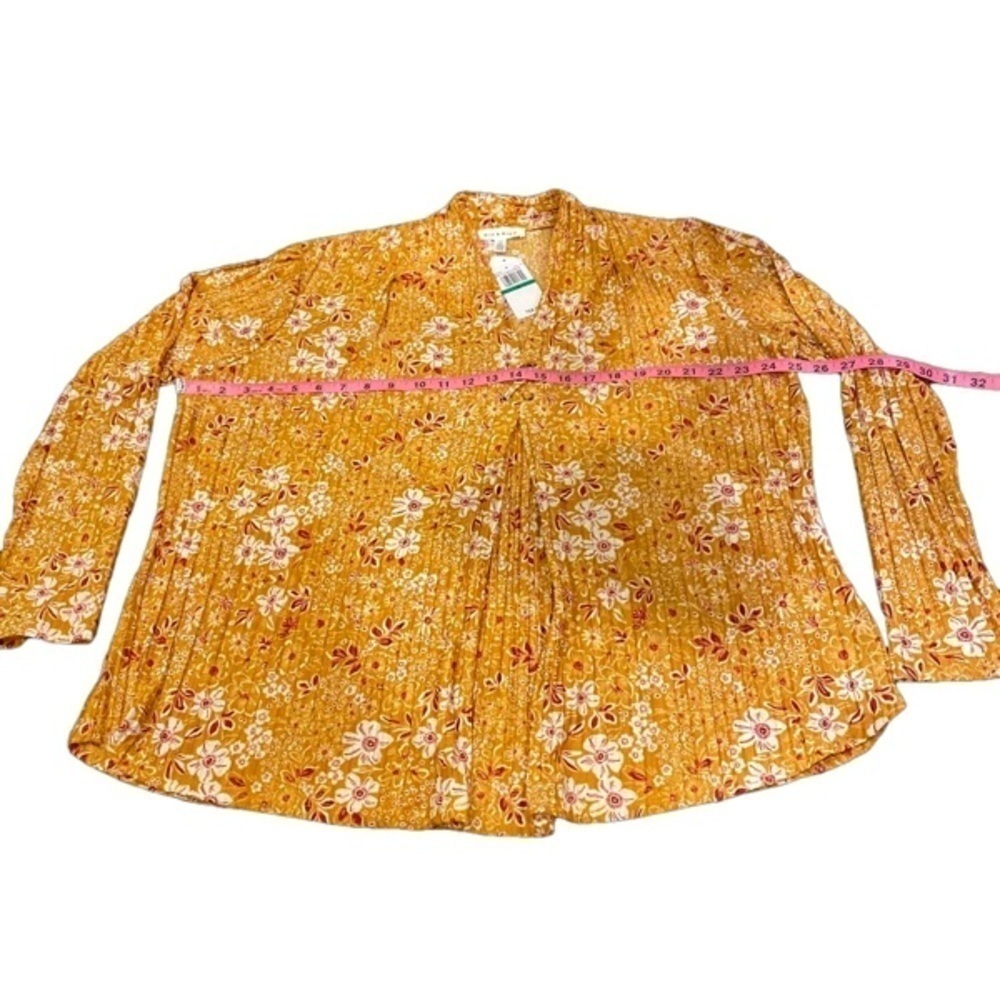 NWT Women's Rio & Rian Gold V-Neck Top Long Sleeves Size Large - Picture 7 of 8